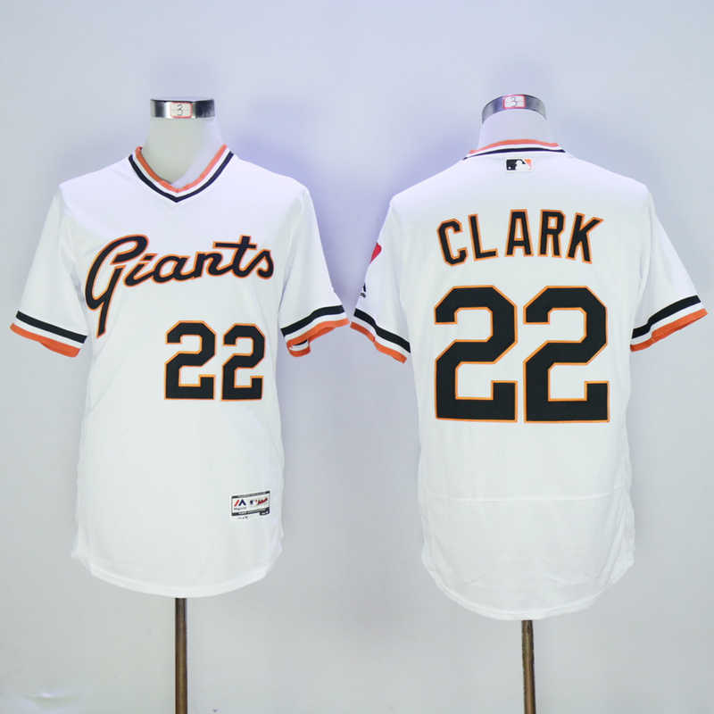 Men San Francisco Giants 22 Clark White Throwback Elite MLB Jerseys